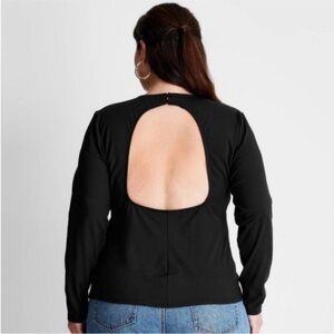 NWOT Open Back Long Sleeve Shirt Future Collective 3X Black Super Soft Top